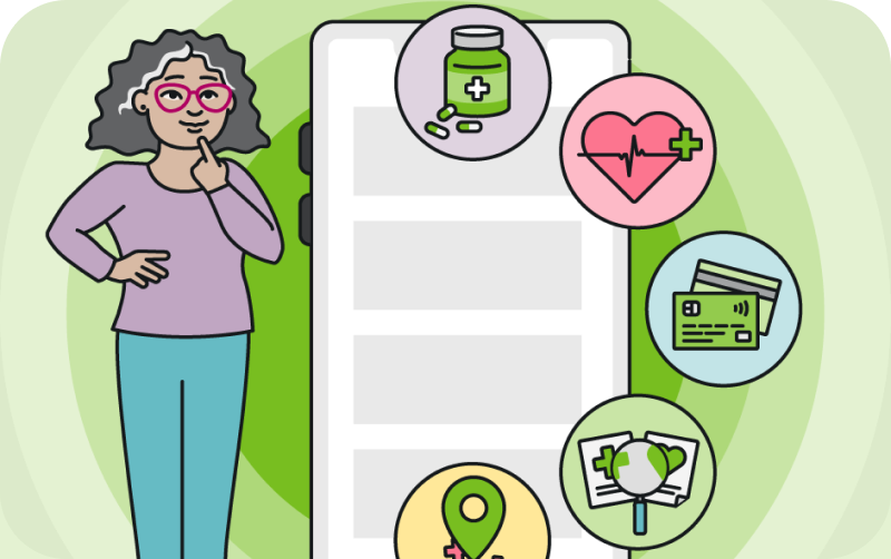 Senior woman reviewing telemedicine app features