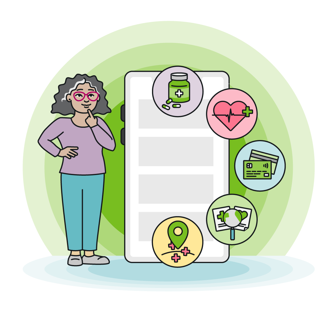 Senior woman reviewing telemedicine app features