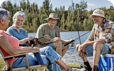 A two couple were dicussing while fishing