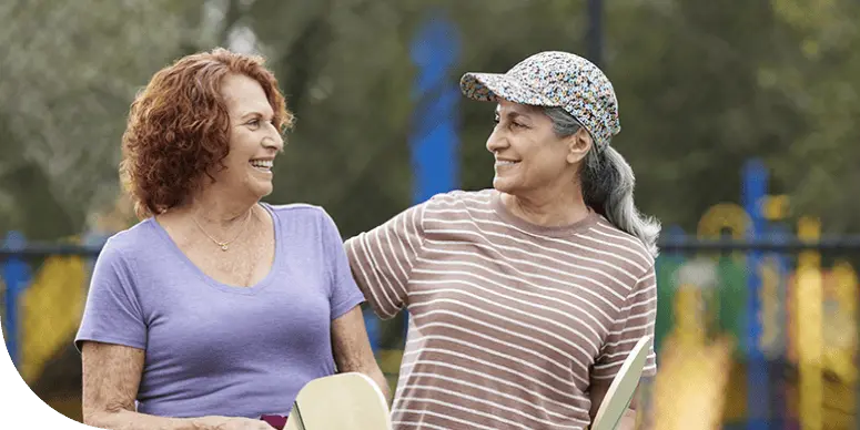 A two women looking each other