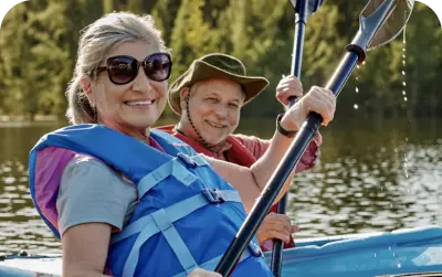 A couple boating in a river
