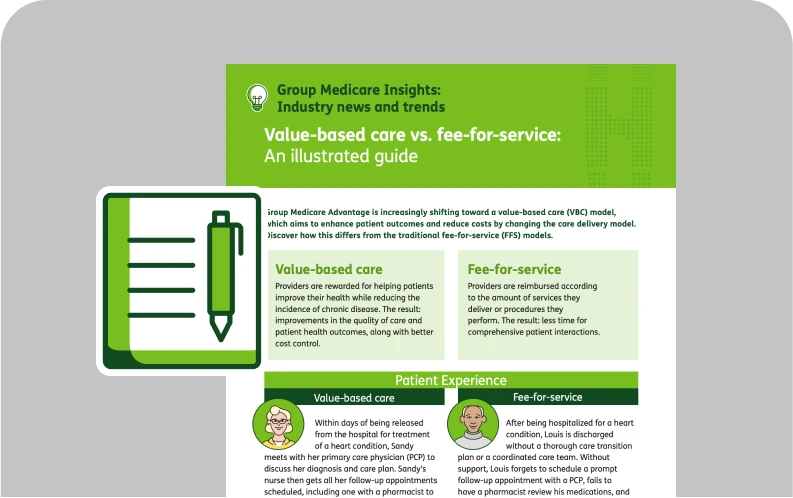Infographic guide comparing value-based care vs fee-for-service models in Medicare